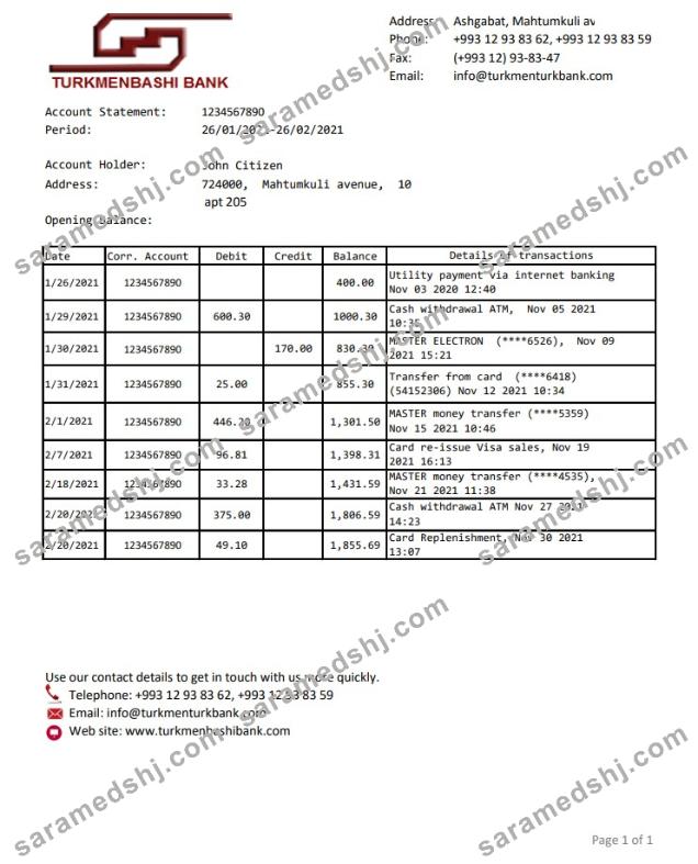 Turkmenistan Turkmenbashi bank excel pdf